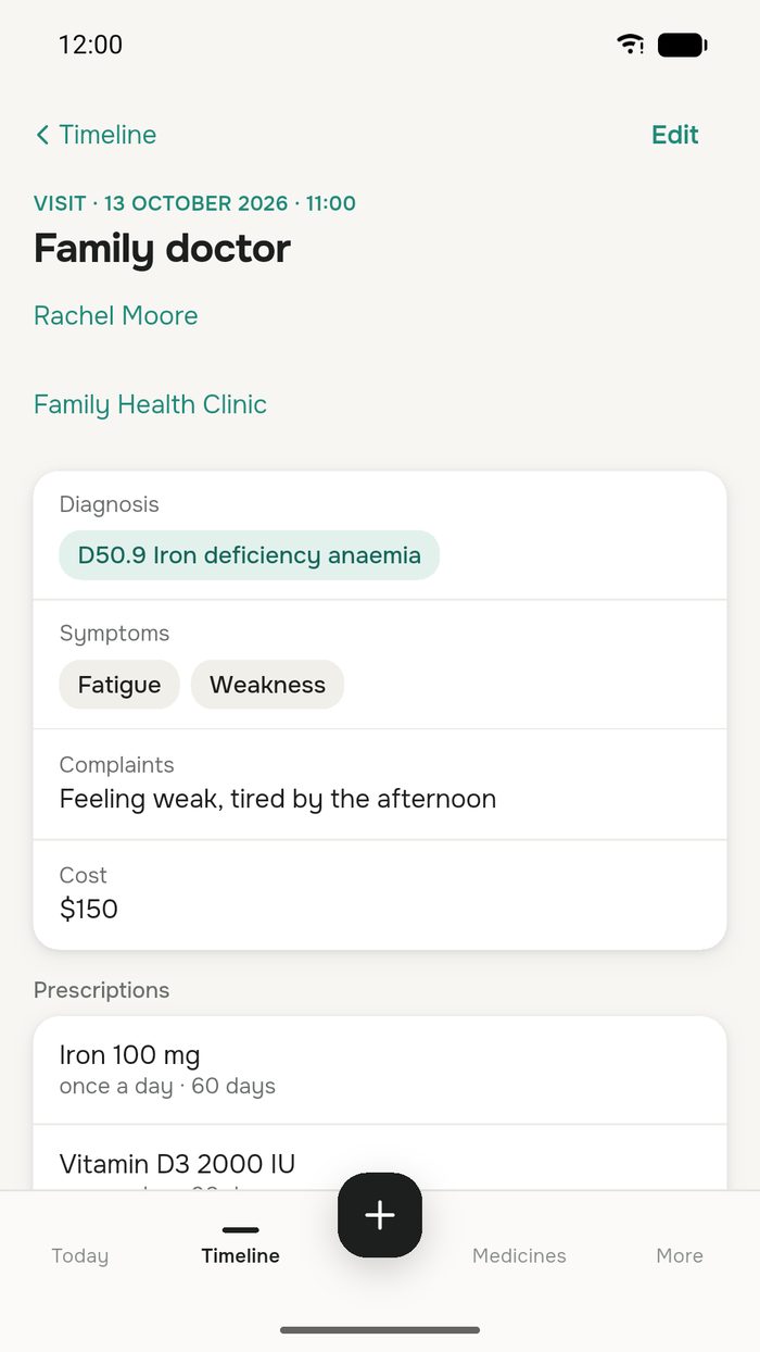 A doctor visit filled in from a report in Kartomed