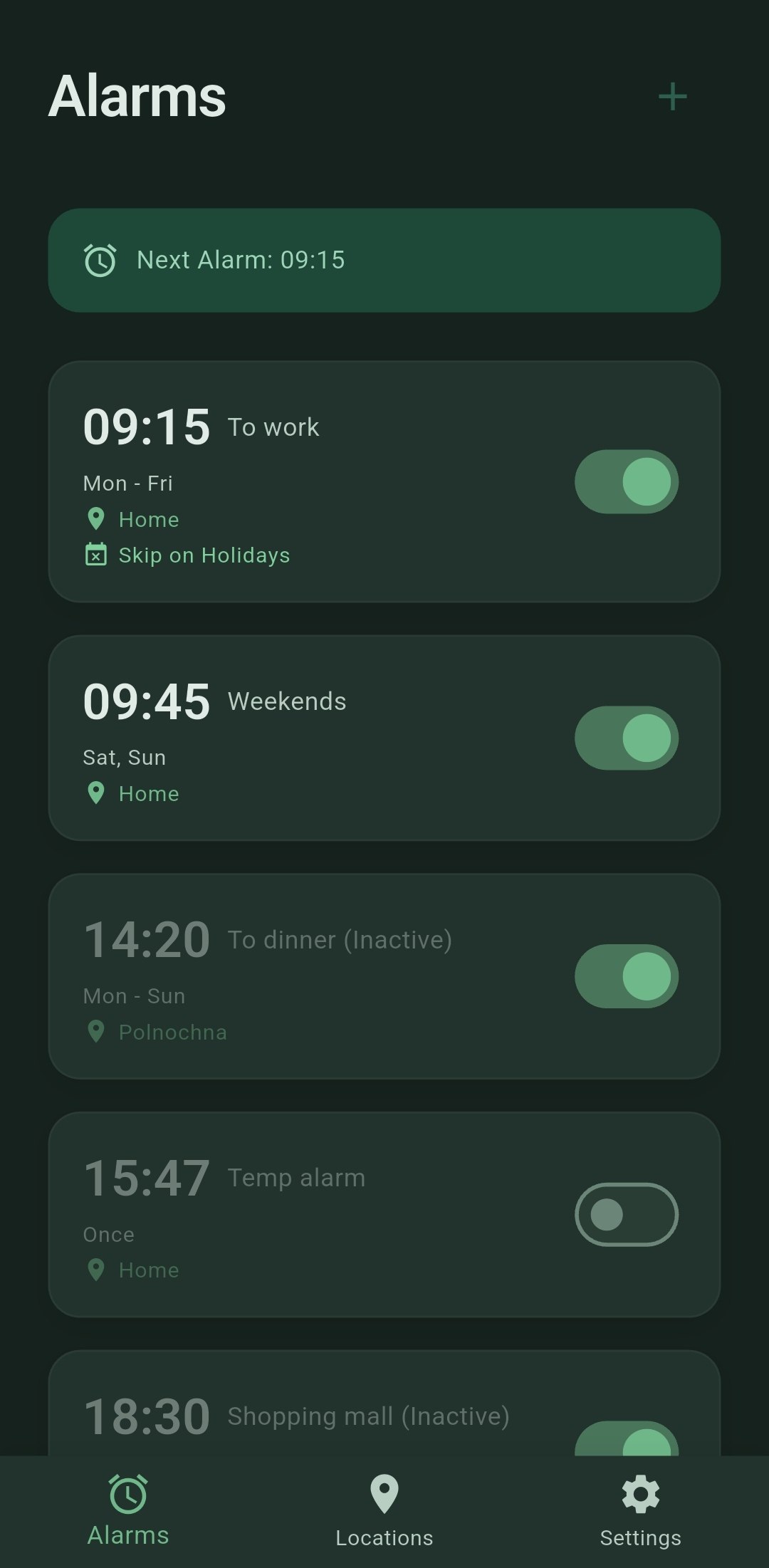 Simple Smart Alarm app screenshot