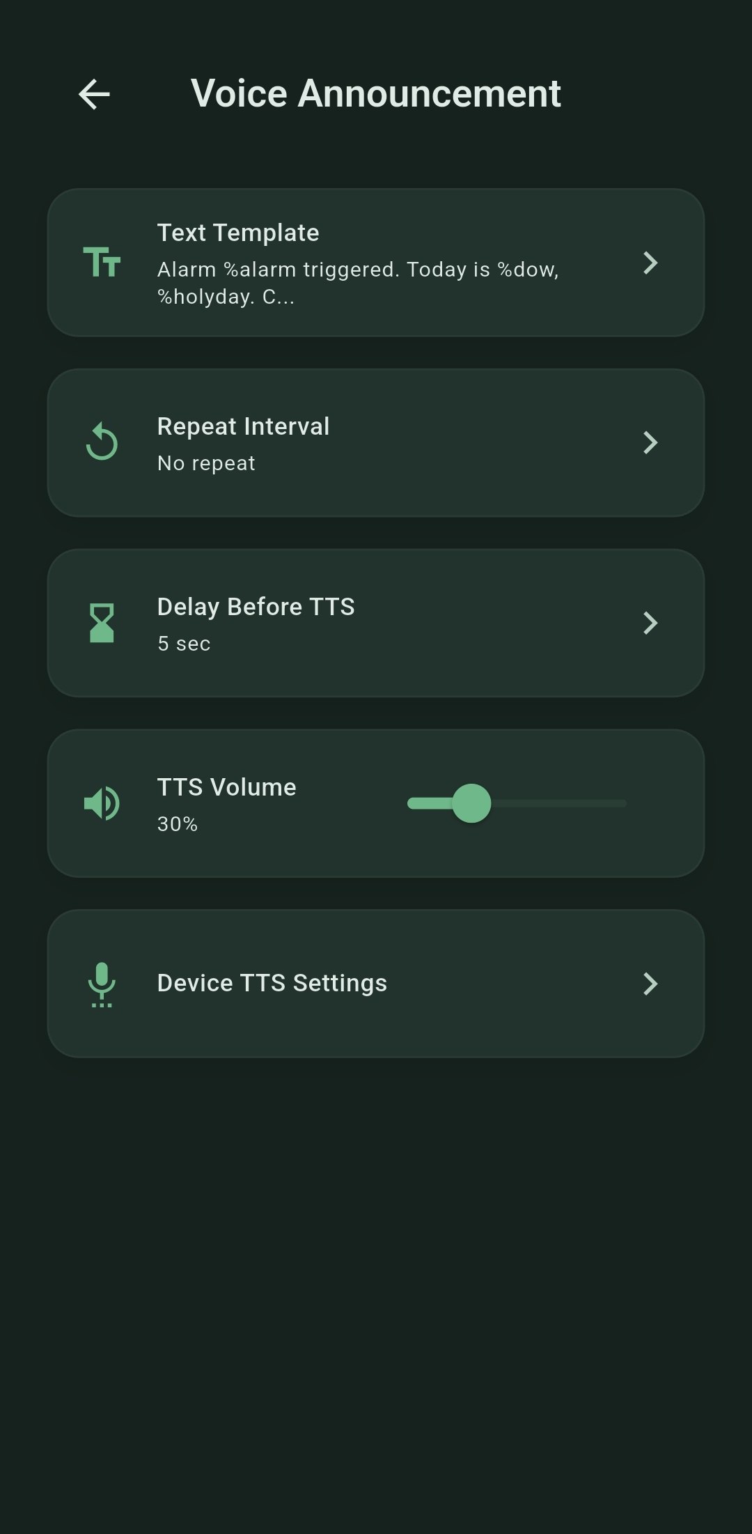 Simple Smart Alarm TTS voice and weather forecast